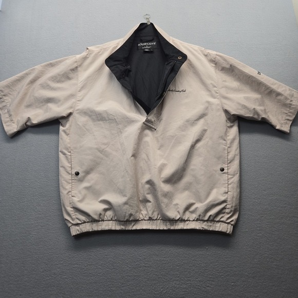 Footjoy Dryjoys Men's Golf Jacket Large 1/2  Zip Waterproof  Short Sleeve Tan - Picture 2 of 10